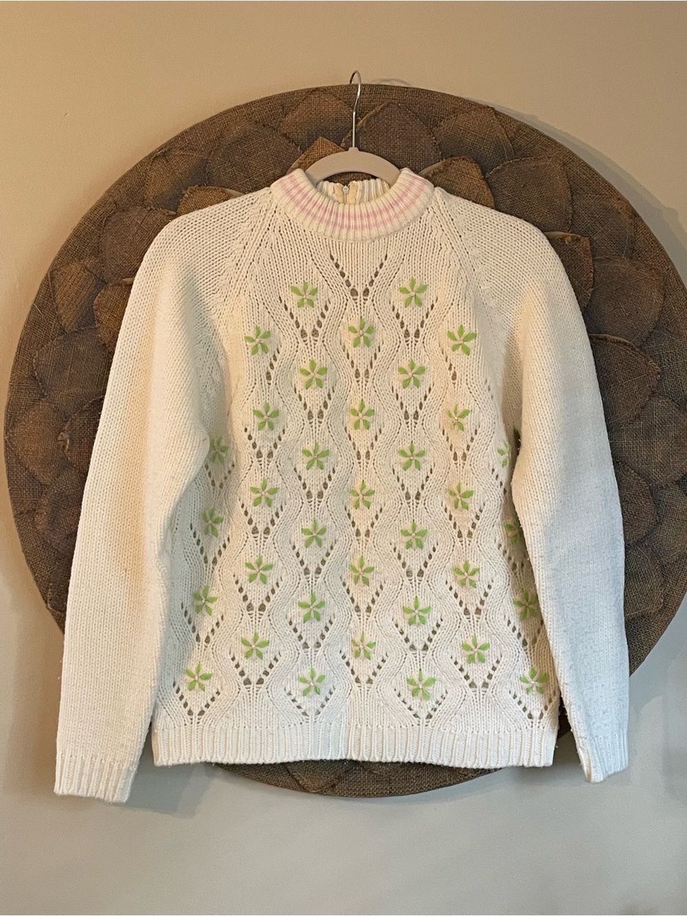 Vintage Women’s Acrylic Floral Sweater